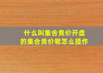 什么叫集合竞价开盘的集合竞价呢怎么操作