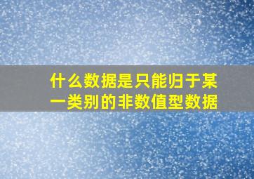 什么数据是只能归于某一类别的非数值型数据