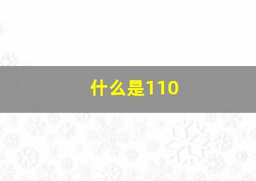 什么是110