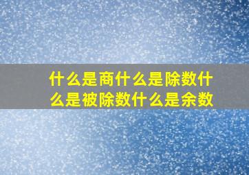 什么是商什么是除数什么是被除数什么是余数