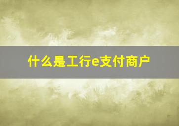 什么是工行e支付商户