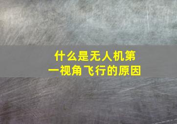 什么是无人机第一视角飞行的原因