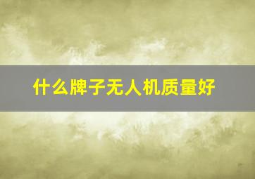 什么牌子无人机质量好