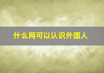 什么网可以认识外国人