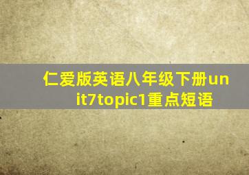 仁爱版英语八年级下册unit7topic1重点短语