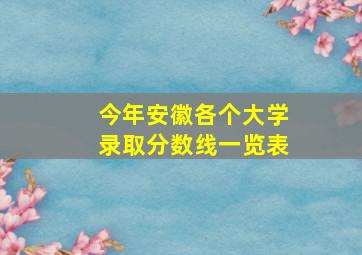 今年安徽各个大学录取分数线一览表