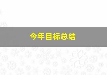 今年目标总结