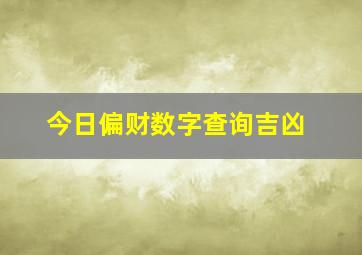 今日偏财数字查询吉凶