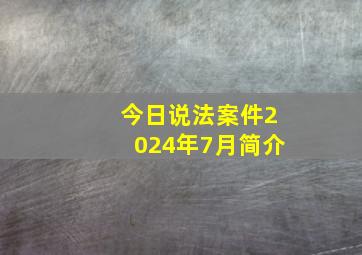 今日说法案件2024年7月简介