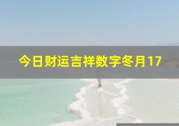 今日财运吉祥数字冬月17