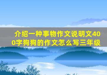 介绍一种事物作文说明文400字狗狗的作文怎么写三年级