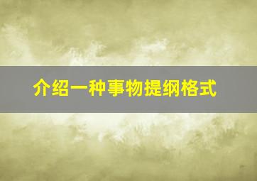 介绍一种事物提纲格式