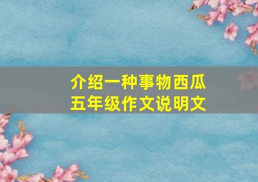 介绍一种事物西瓜五年级作文说明文