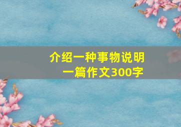 介绍一种事物说明一篇作文300字