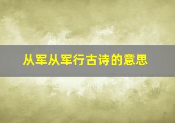 从军从军行古诗的意思