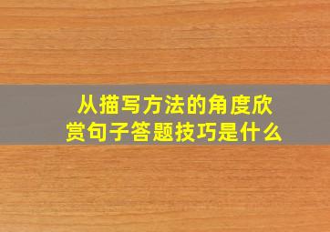 从描写方法的角度欣赏句子答题技巧是什么