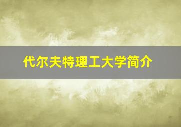 代尔夫特理工大学简介