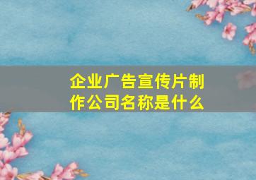 企业广告宣传片制作公司名称是什么