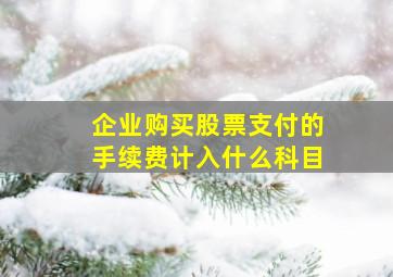 企业购买股票支付的手续费计入什么科目