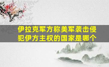 伊拉克军方称美军袭击侵犯伊方主权的国家是哪个