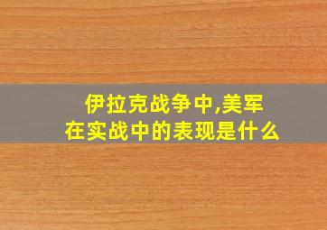 伊拉克战争中,美军在实战中的表现是什么