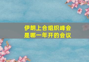 伊朗上合组织峰会是哪一年开的会议