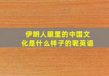 伊朗人眼里的中国文化是什么样子的呢英语