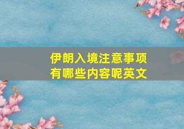 伊朗入境注意事项有哪些内容呢英文