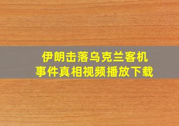 伊朗击落乌克兰客机事件真相视频播放下载