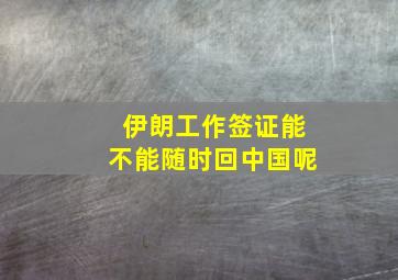 伊朗工作签证能不能随时回中国呢