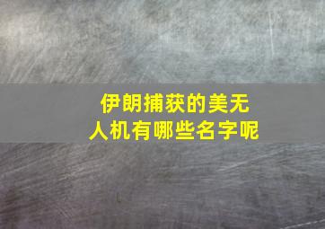 伊朗捕获的美无人机有哪些名字呢