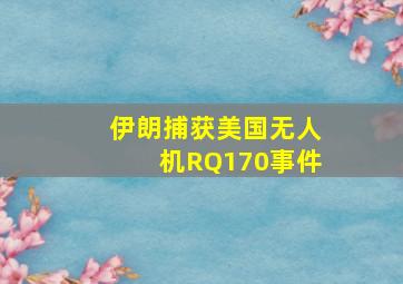 伊朗捕获美国无人机RQ170事件