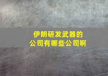 伊朗研发武器的公司有哪些公司啊