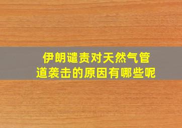 伊朗谴责对天然气管道袭击的原因有哪些呢