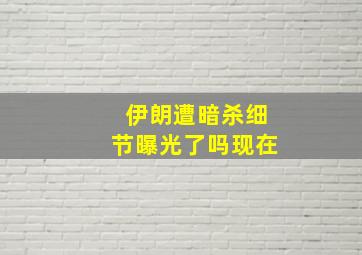 伊朗遭暗杀细节曝光了吗现在