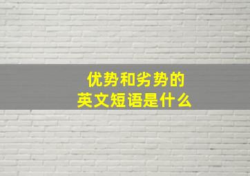 优势和劣势的英文短语是什么