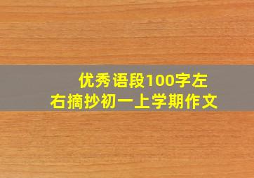 优秀语段100字左右摘抄初一上学期作文