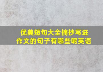 优美短句大全摘抄写进作文的句子有哪些呢英语