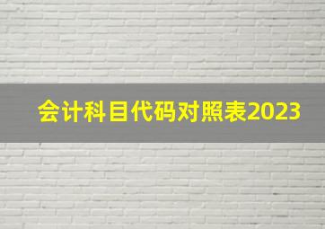 会计科目代码对照表2023