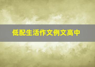 低配生活作文例文高中