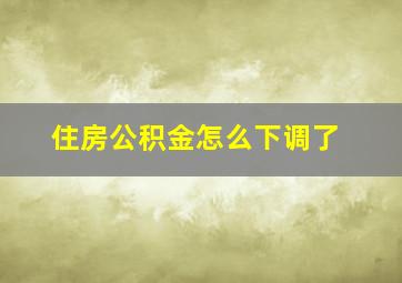 住房公积金怎么下调了