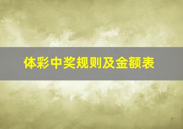 体彩中奖规则及金额表