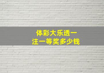 体彩大乐透一注一等奖多少钱