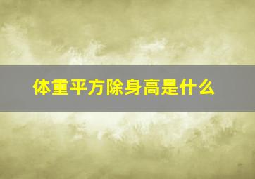 体重平方除身高是什么