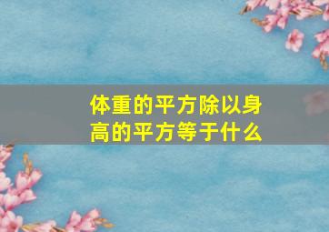 体重的平方除以身高的平方等于什么