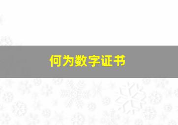 何为数字证书