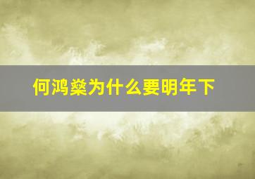 何鸿燊为什么要明年下