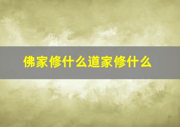 佛家修什么道家修什么