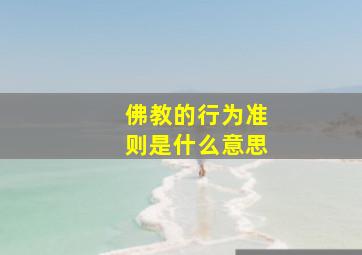 佛教的行为准则是什么意思