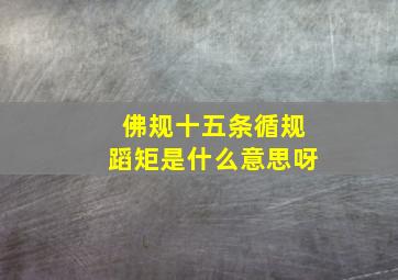 佛规十五条循规蹈矩是什么意思呀